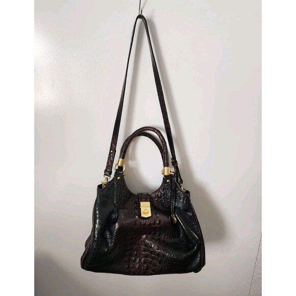 BRAHMIN Elisa Satchel  EUC - Anthracite - Beautiful Color! Scuffs SEE - Picture 4 of 16